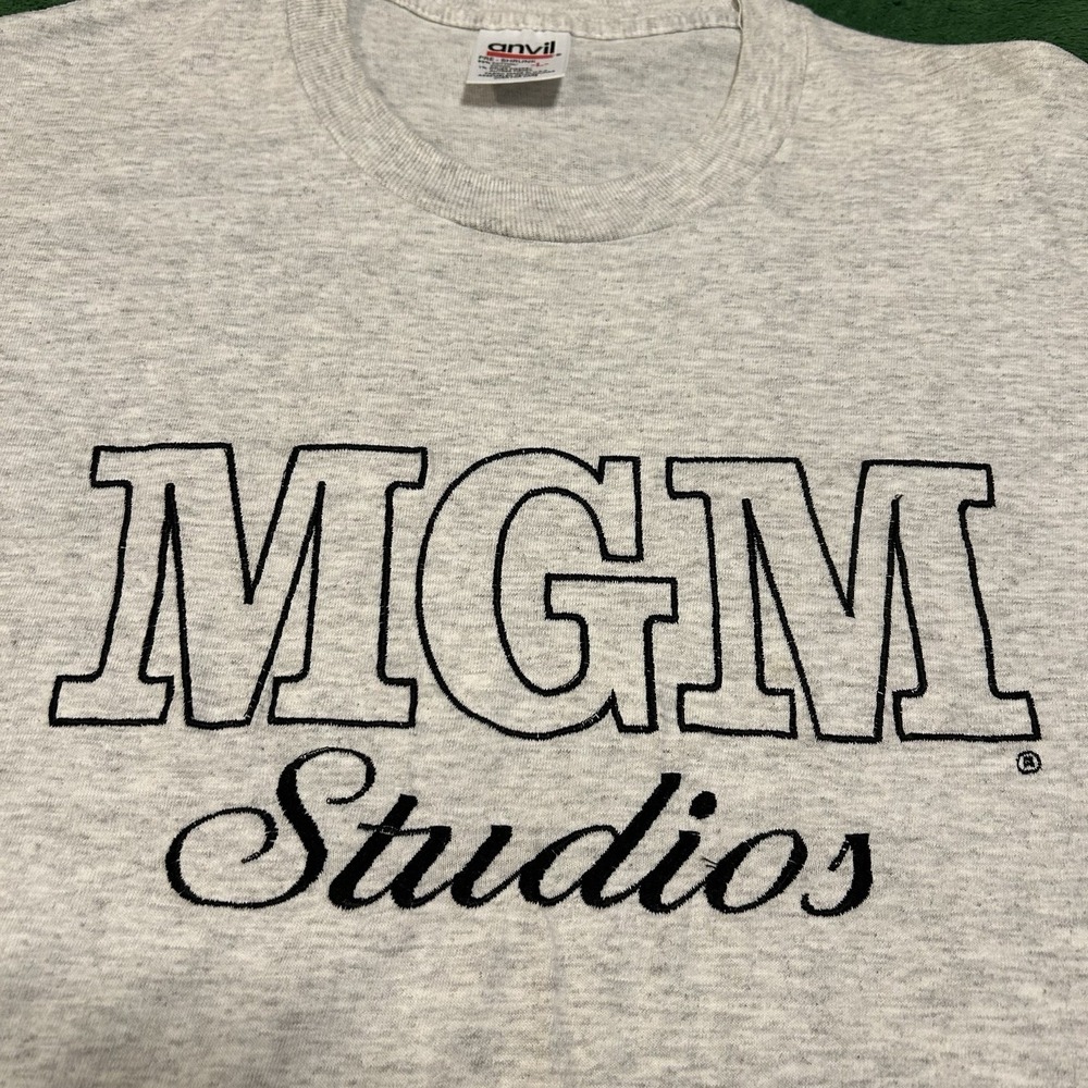 Vintage 90s MGM Studios Metro Goldwyn Mayer T-Shirt Gray Large Anvil
